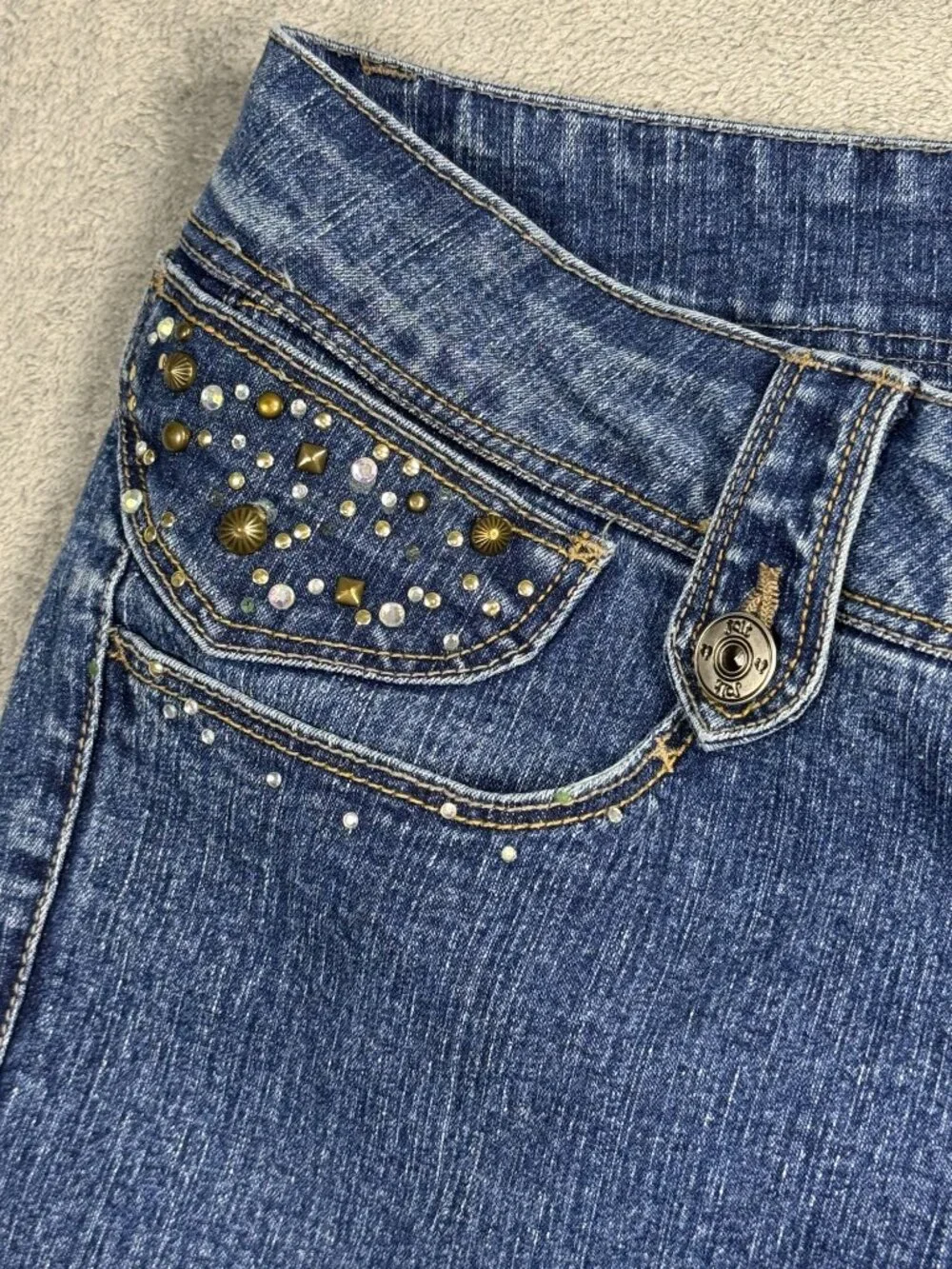 Vintage Y2K Jolt Low Rise Bootcut Jeans Womens 11 Embellished Rhinestones Grunge